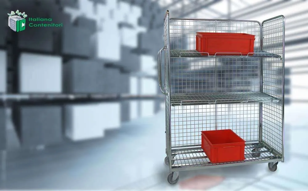 Roll container con ripiani inclinati