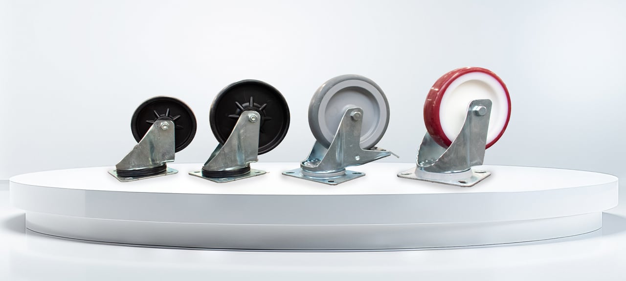 Four different Roll Container wheel kits